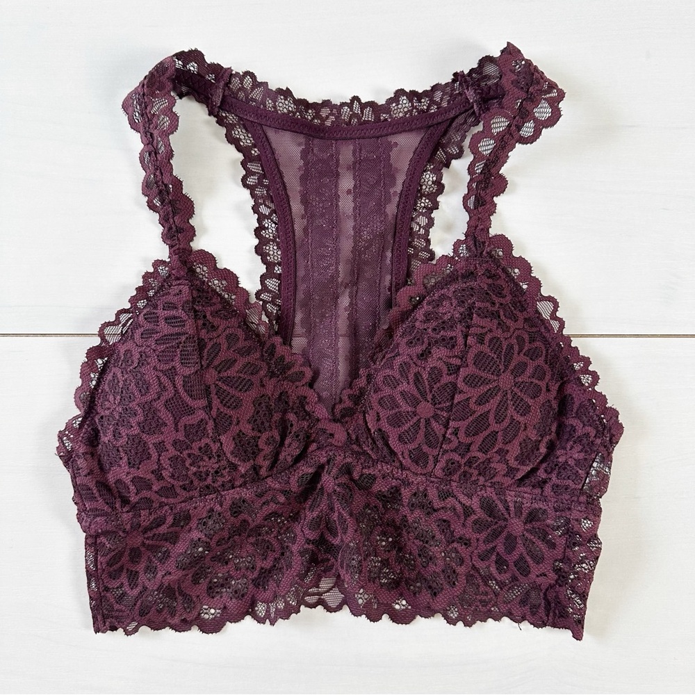 Aerie Floral Lace Burgundy X-Small Bralette